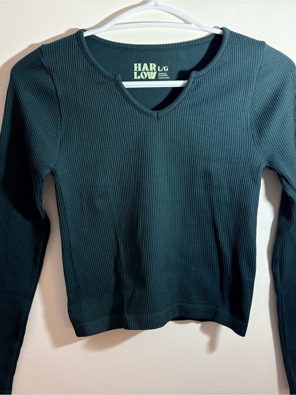 Harlow Teal Ribbed Long Sleeve V-Neck Top